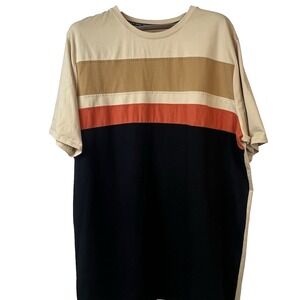 Shaquille O'Neal XLG Men's 2XLT Colorblock T-Shirt Tan Black Red Stretch Tee EUC